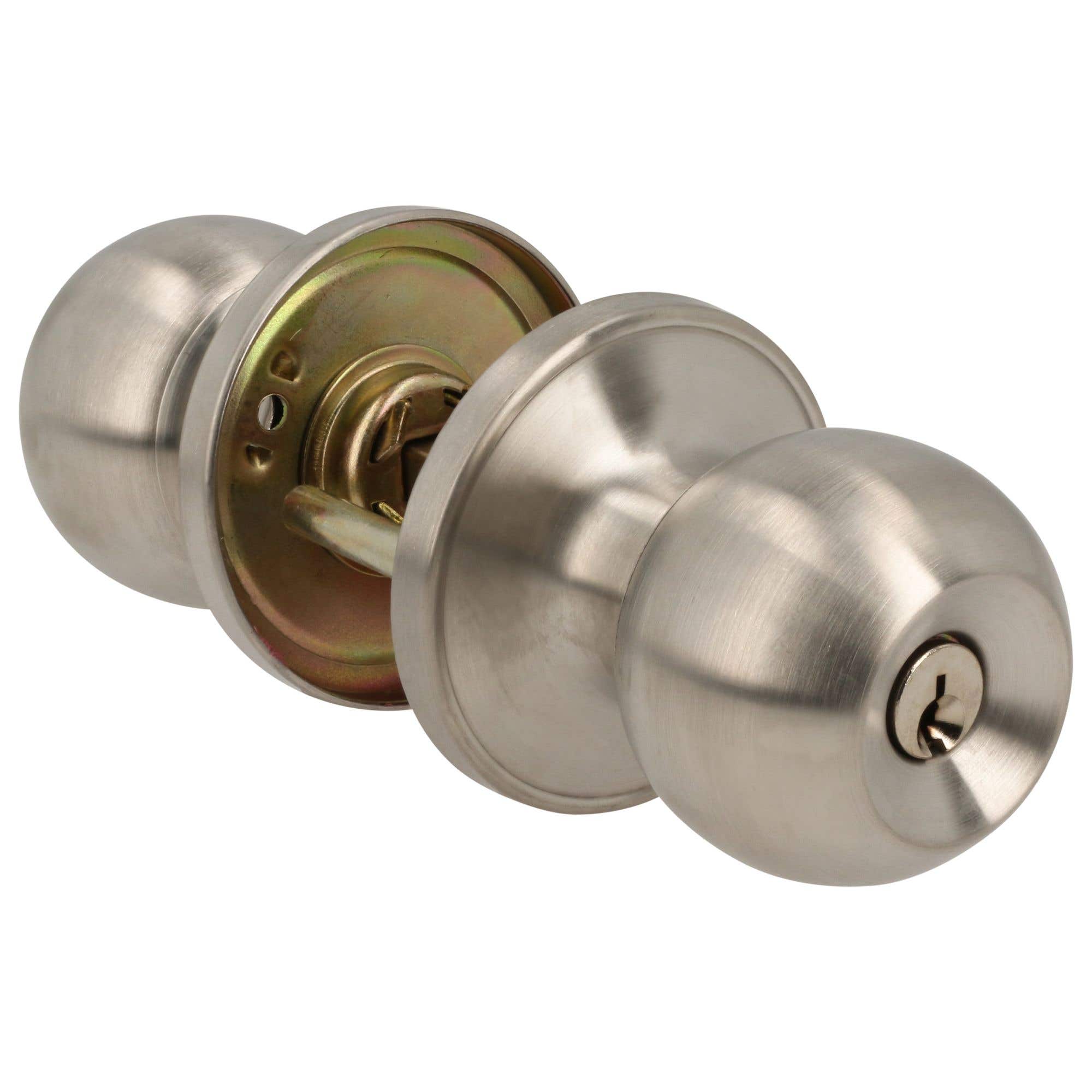 Combo de pomo tubulares de bola función doble, acero inoxidable, llave estándar, blíster