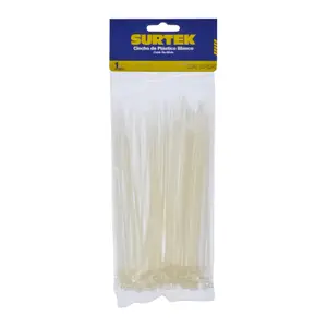 Cinchos plásticos 100 x 2.5 mm, tensión 8 Kg de 100 piezas, color natural