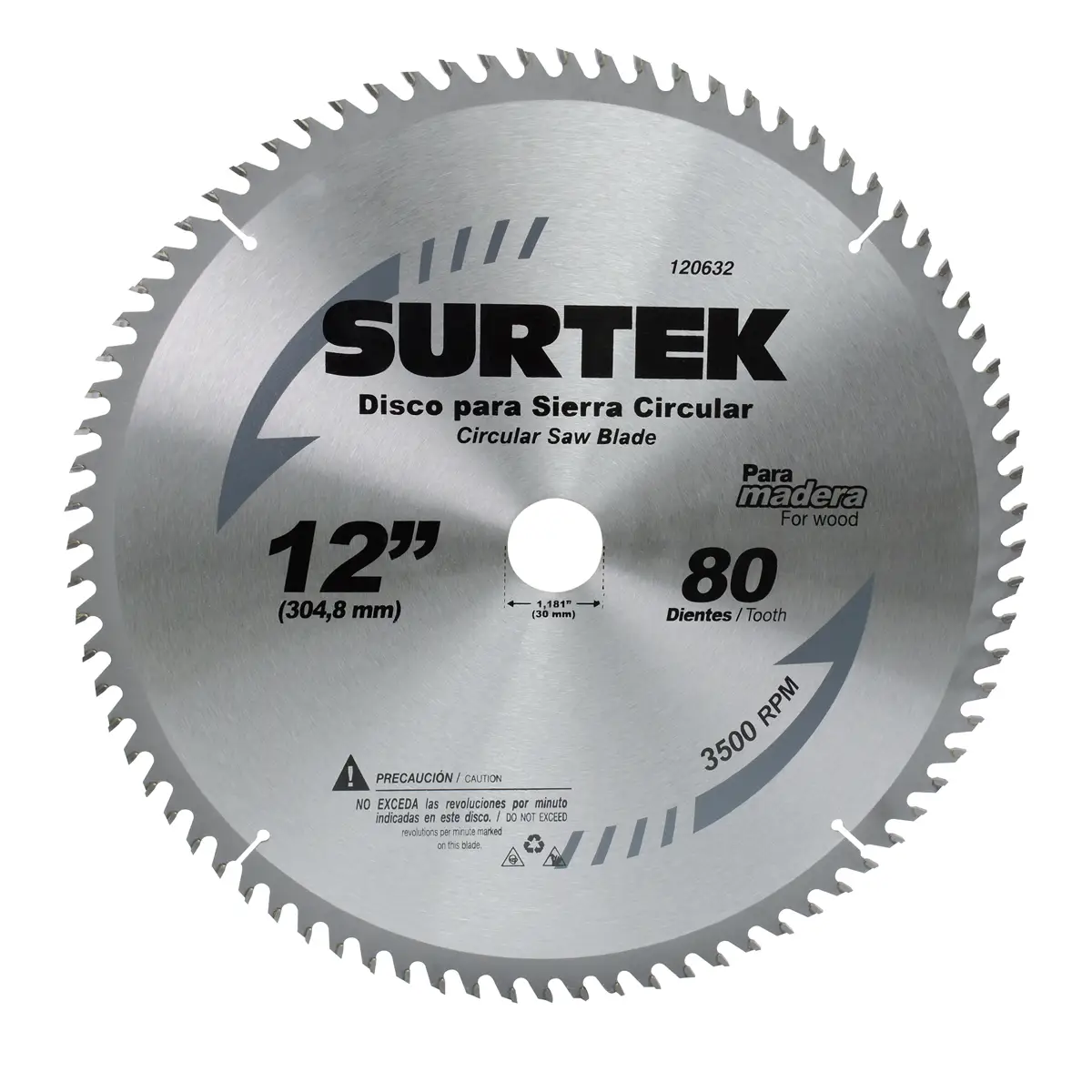 Disco para sierra circular para corte madera 60 dientes, 7-1/4"