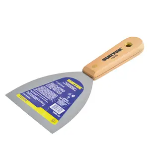 Espátula flexible de acero de alto carbón con mango de madera 4"