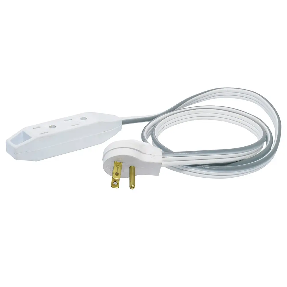 Extensión eléctrica plana aterrizada color blanco, 1 m