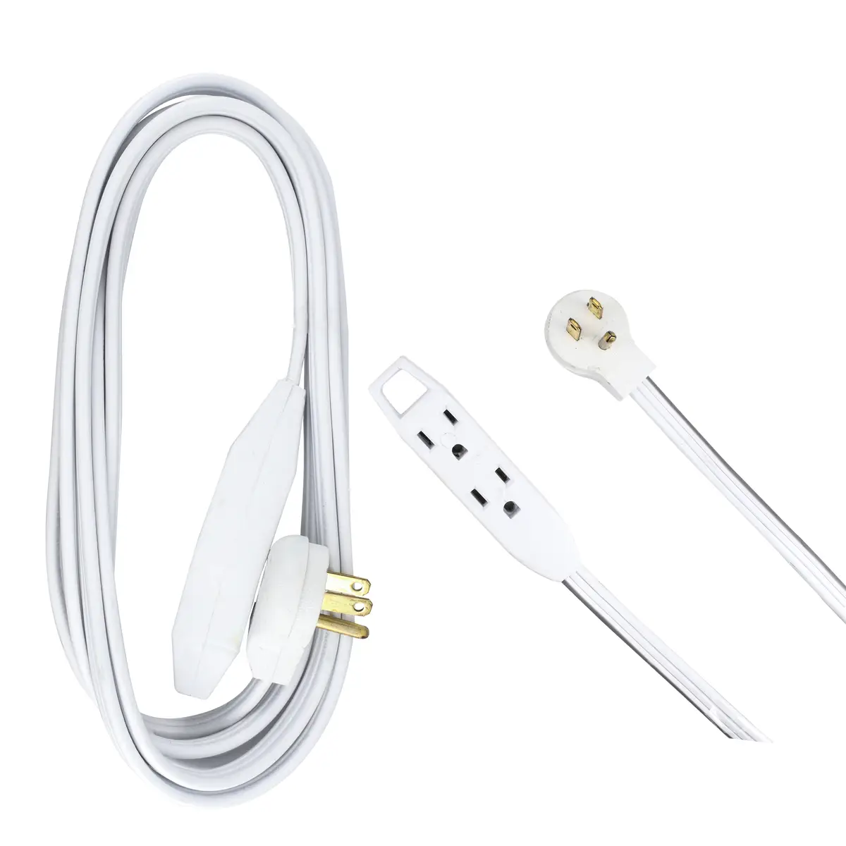 Extensión eléctrica plana aterrizada color blanco, 3 m