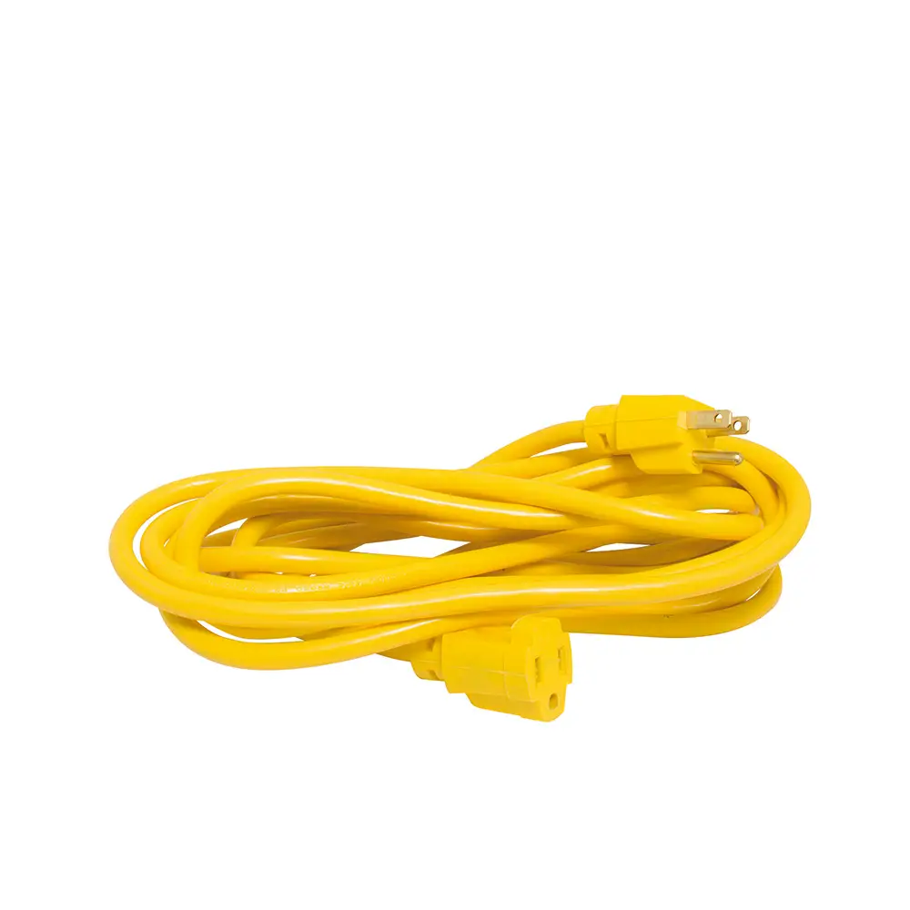 Extensión eléctrica uso rudo aterrizada color amarillo, 15 m