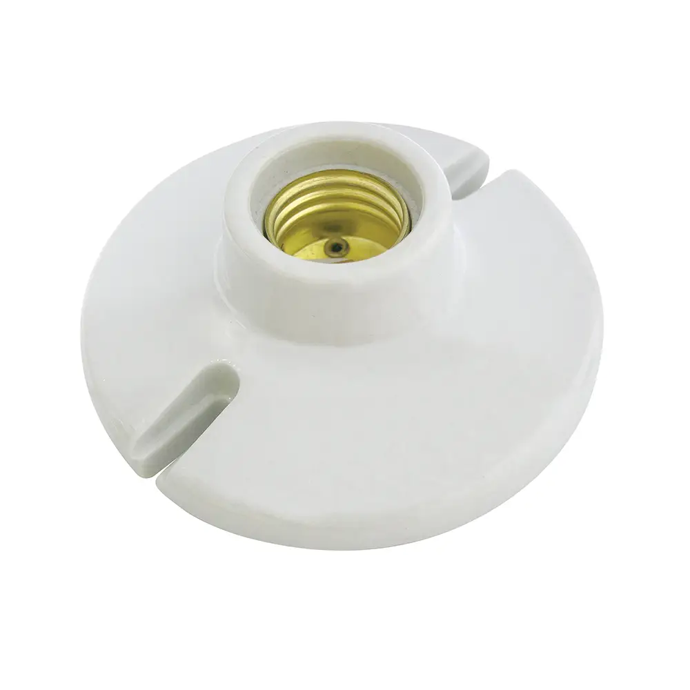 Portalámpara redonda de porcelana para techo 3", color blanco