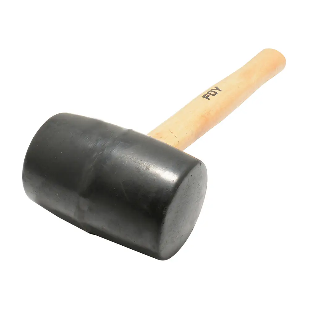 Mazo con cabeza de hule negro con mango de madera 13", 24 oz