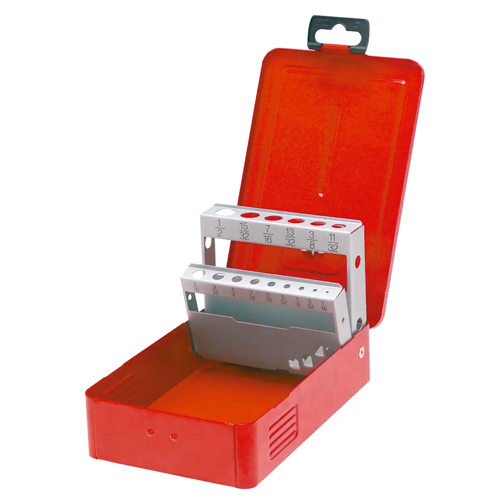 Caja metálica para brocas color rojo 7" x 4" x 2"
