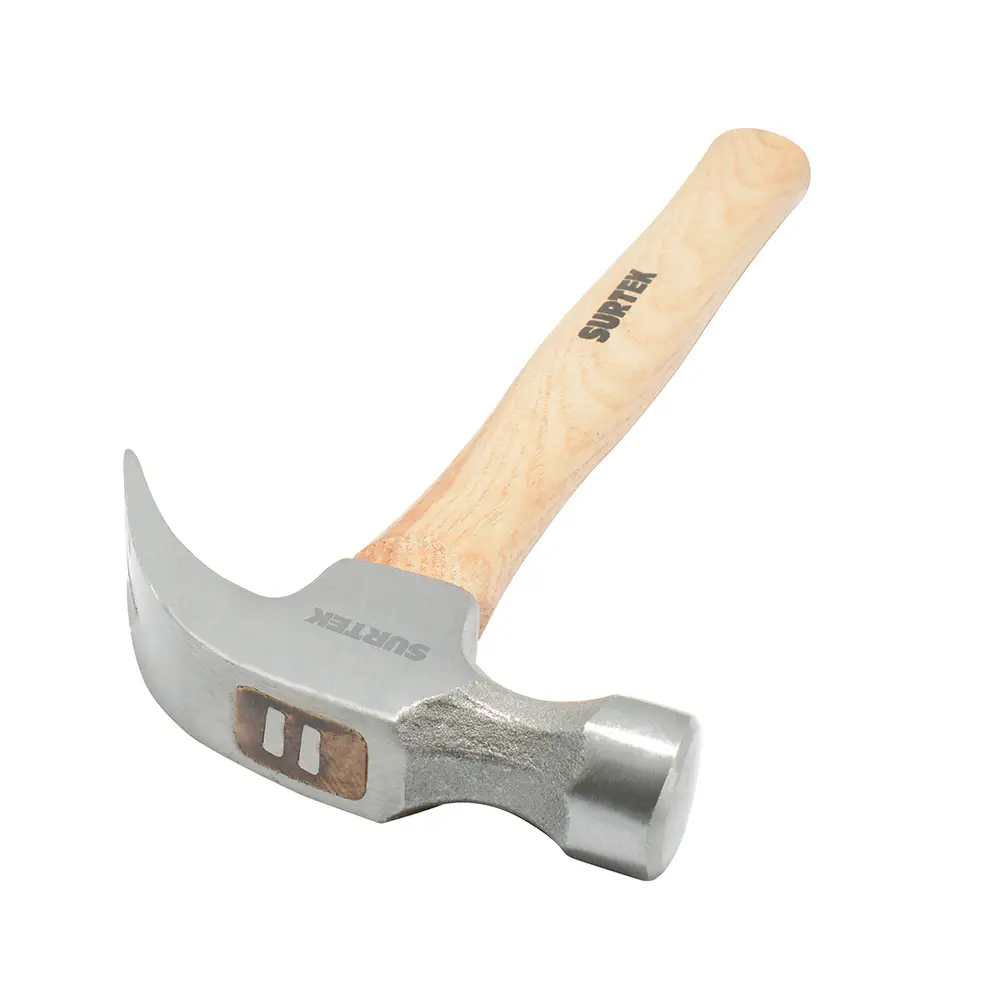 Martillo de uña curva con mango de madera 13", 16 oz