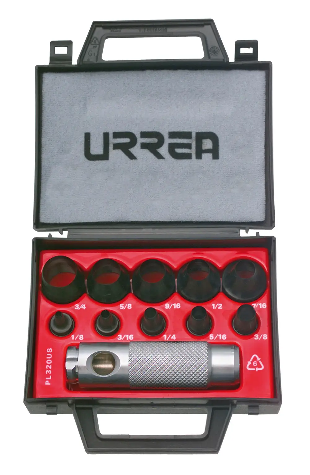 Juego de sacabocados de 1/8" a 3/4", 11 piezas