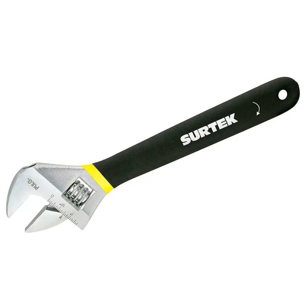 Llave ajustable cromada con mango Rubber grip de plastisol 6"