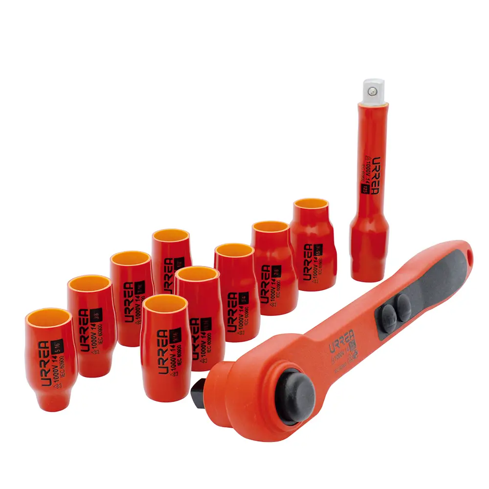 Juego de dados y accesorios cuadro de 1/2"  en pulgadas para 1000 V, 11 piezas