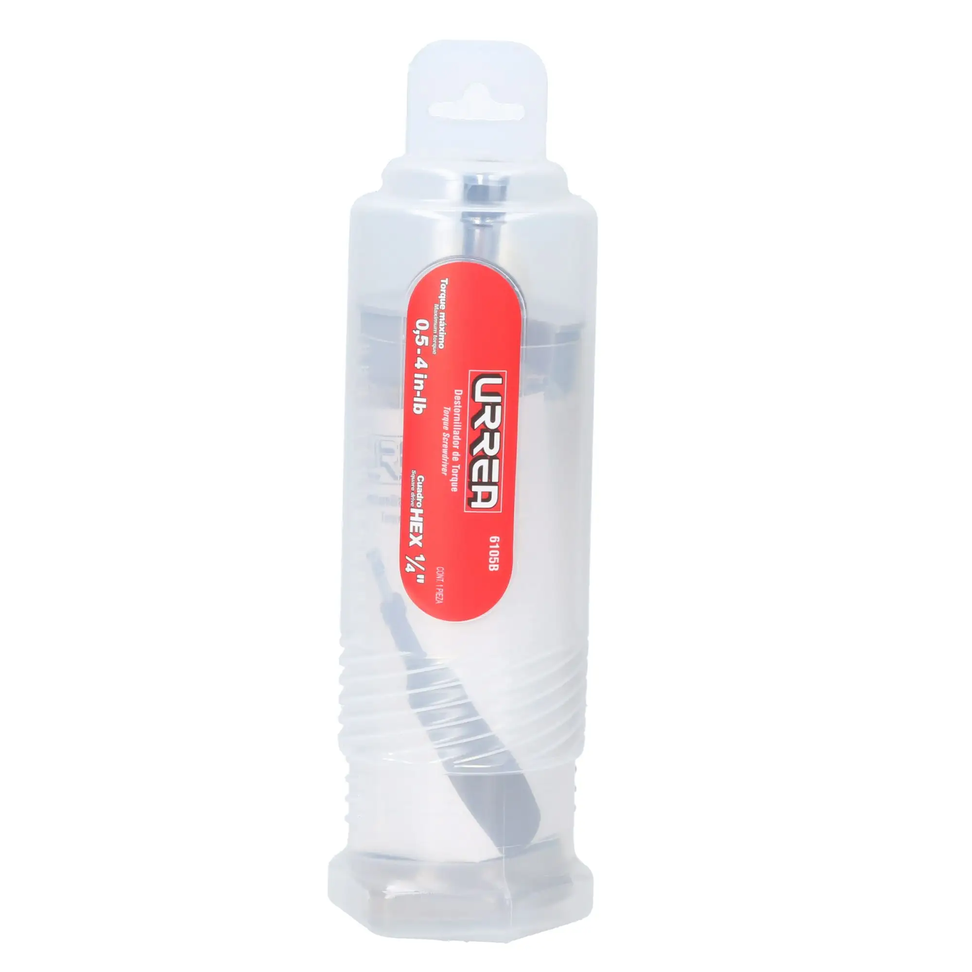 Destornillador de torque microajustable con mango plástico cuadro de 1/4", 0.5-4 in-lb