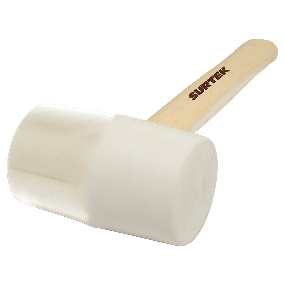 Mazo con cabeza de hule blanco con mango de madera 14", 16 oz