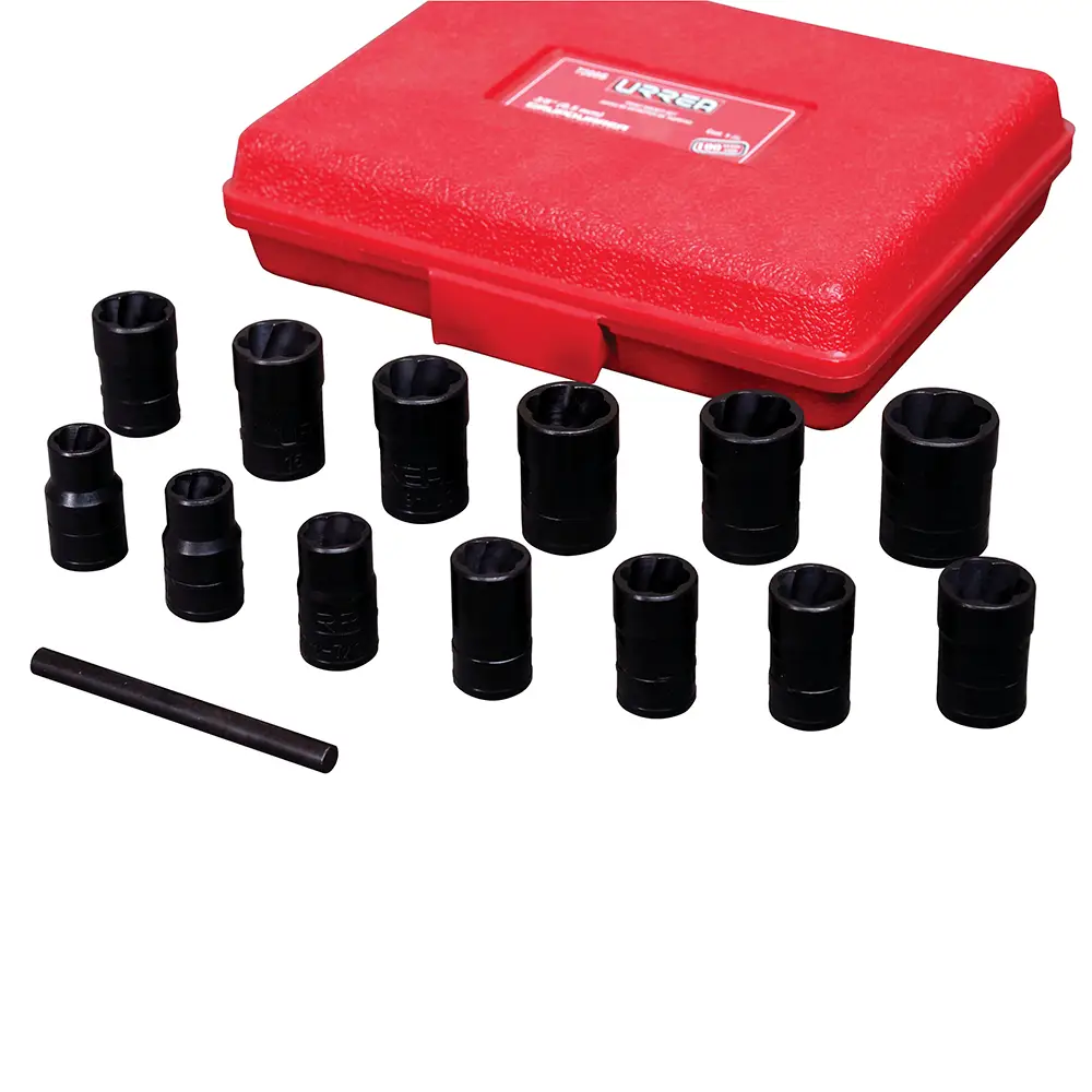 Juego de extractor tuercas barridas 3/8", 14 piezas