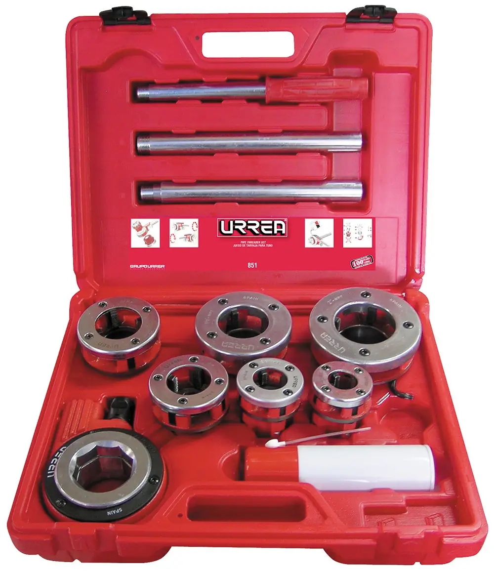Juego de tarraja para tubo de 1/2" a 2" NPT, 9 piezas