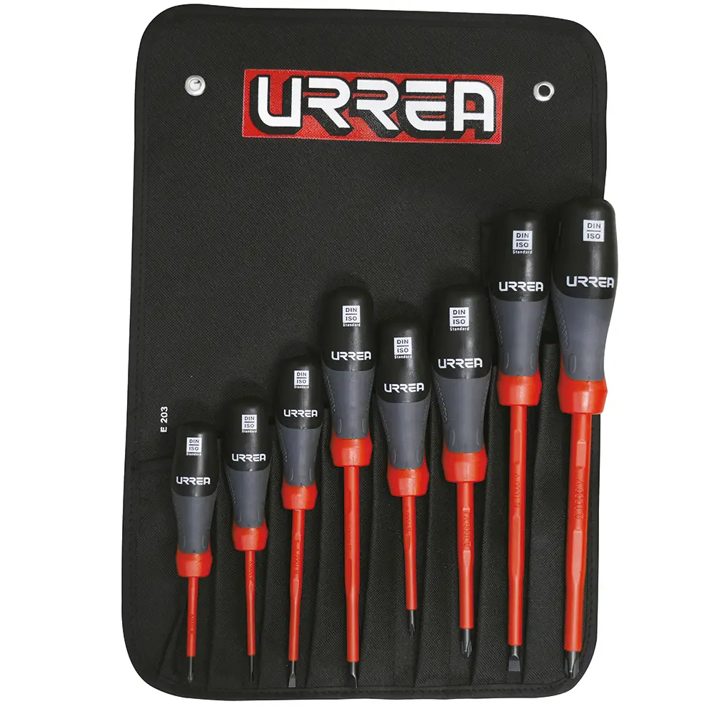 Juego de destornilladores con mango trimaterial 1000 V combinados, 8 piezas