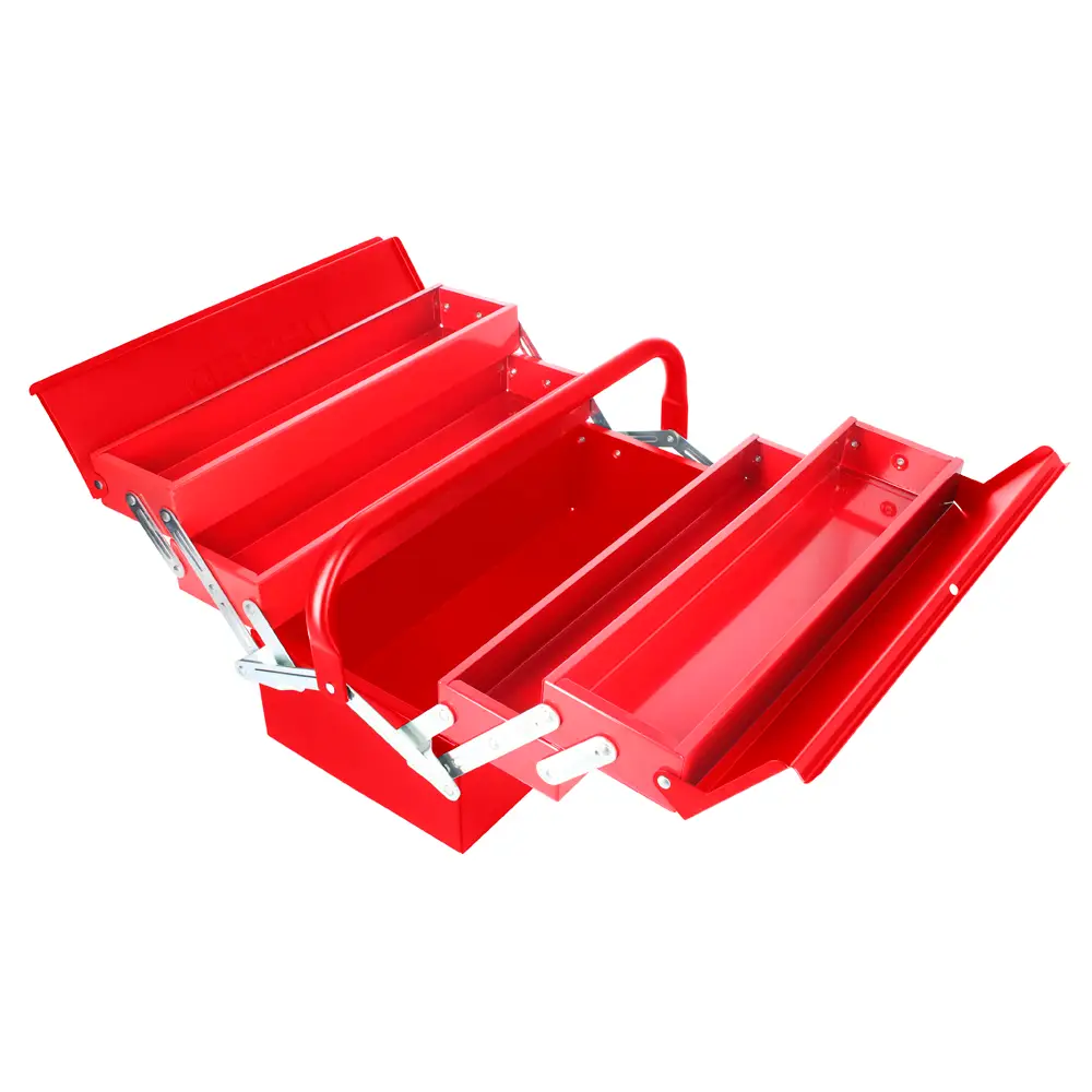 Caja portaherramientas met&aacute;lica tipo acorde&oacute;n roja 7" x 16" x 8"