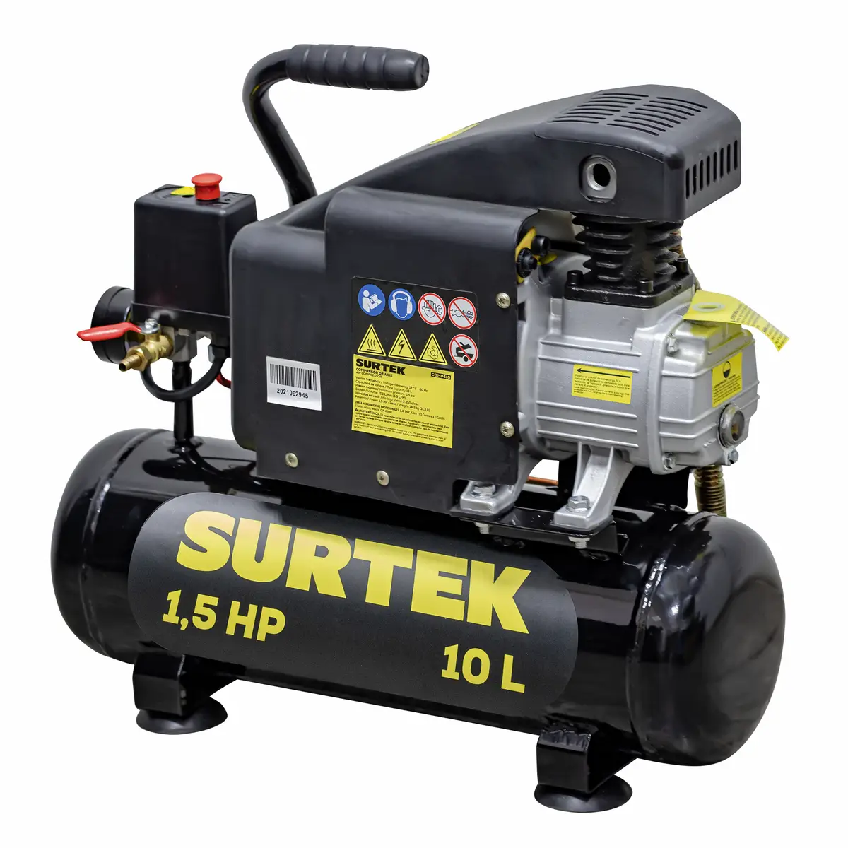 Compresor de aire eléctrico lubricado 10 Lt, 1.5 HP, 127 V