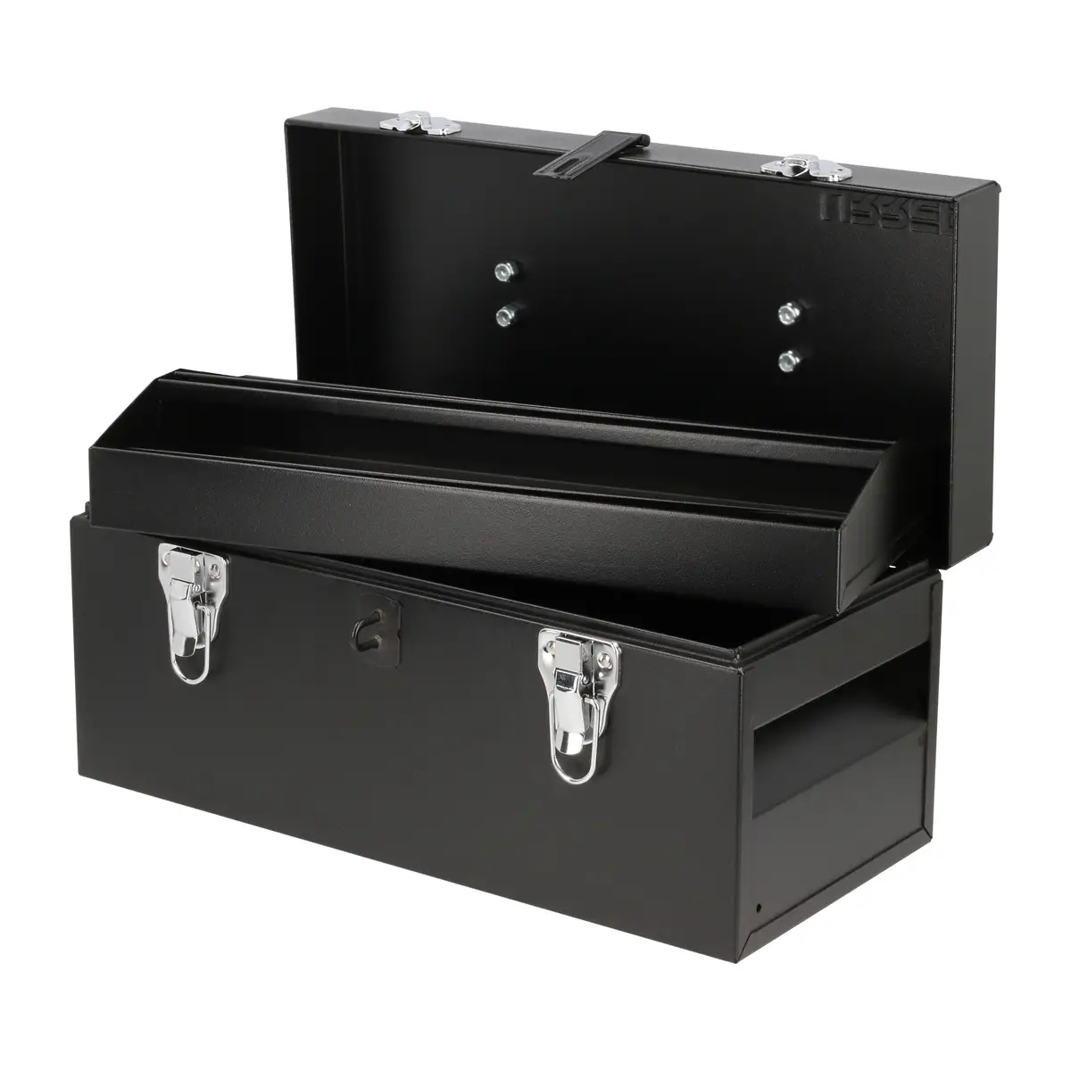 Caja portaherramientas met&aacute;lica con asa met&aacute;lica color negro 16" x 7" x 7"