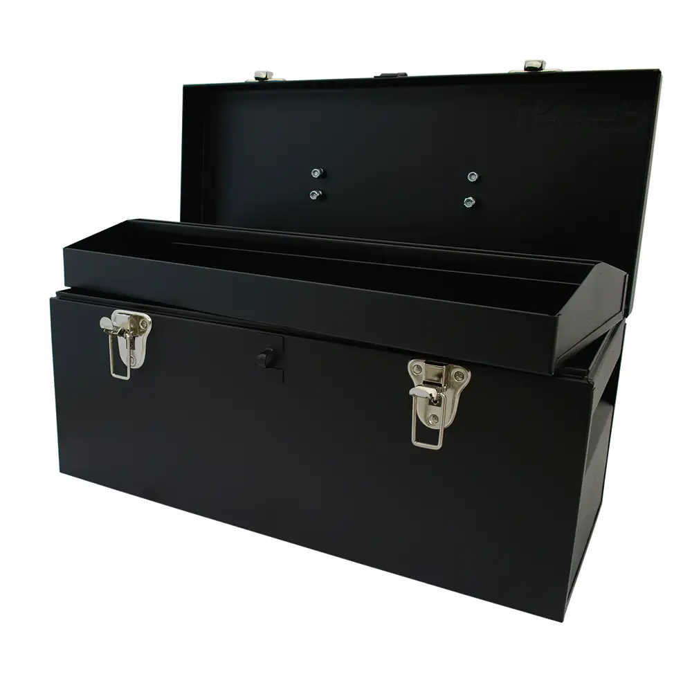 Caja portaherramientas met&aacute;lica con asa met&aacute;lica color negro 20" x 8" x 9"