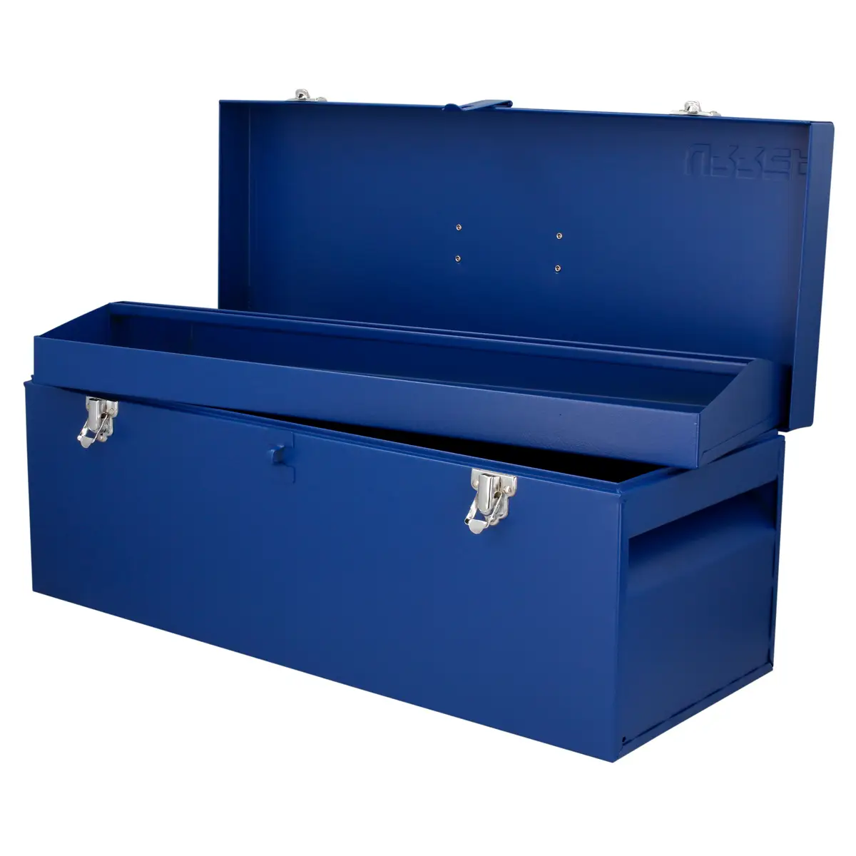 Caja portaherramientas m&eacute;talica con asa pl&aacute;stica color azul 24" x 9" x 9"