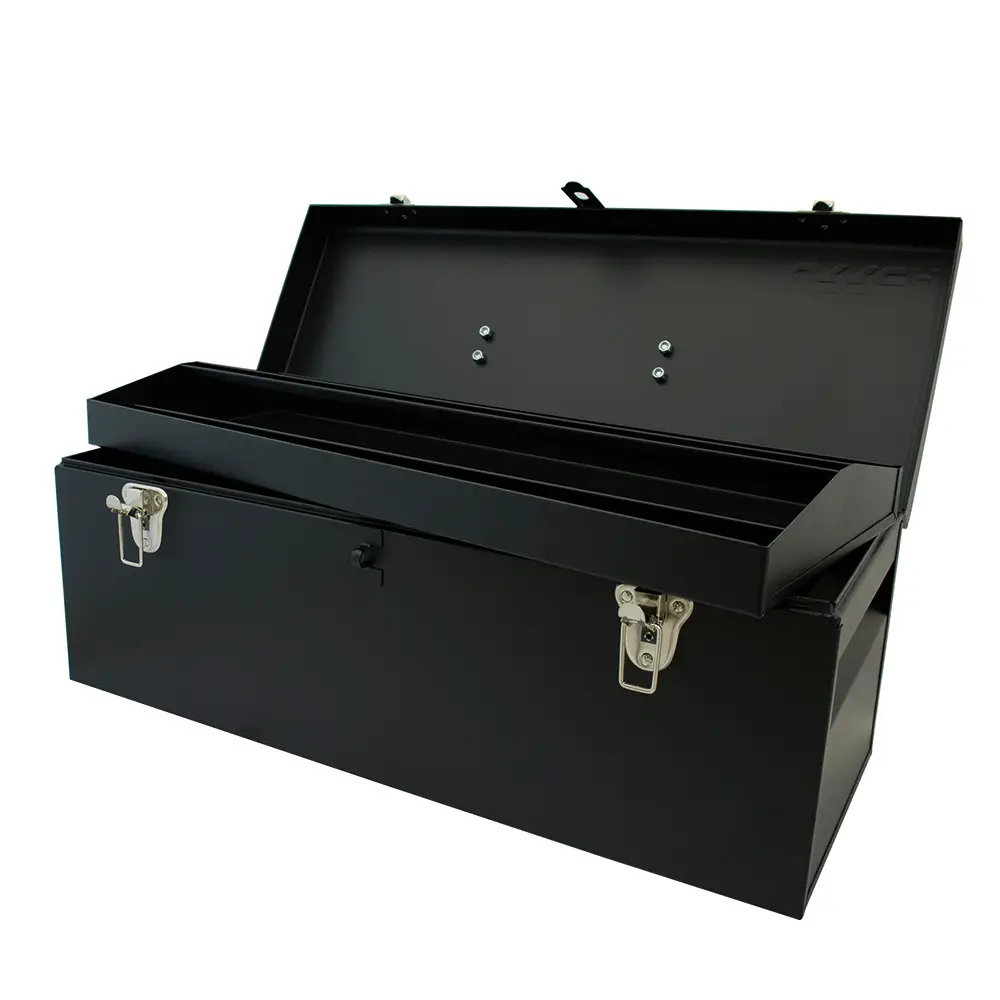 Caja portaherramientas met&aacute;lica con asa met&aacute;lica color negro  24" x 9" x 9"