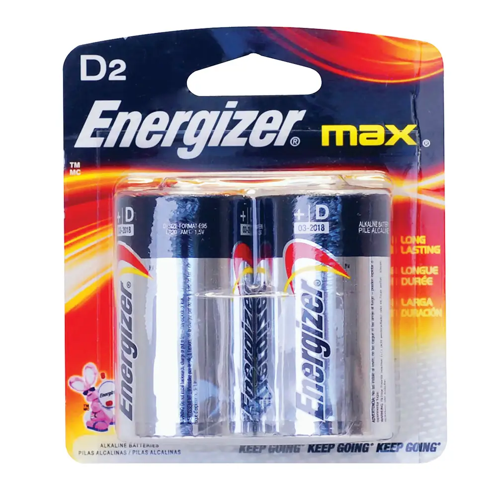 Pila alcalina Energizer® "D", 2 piezas