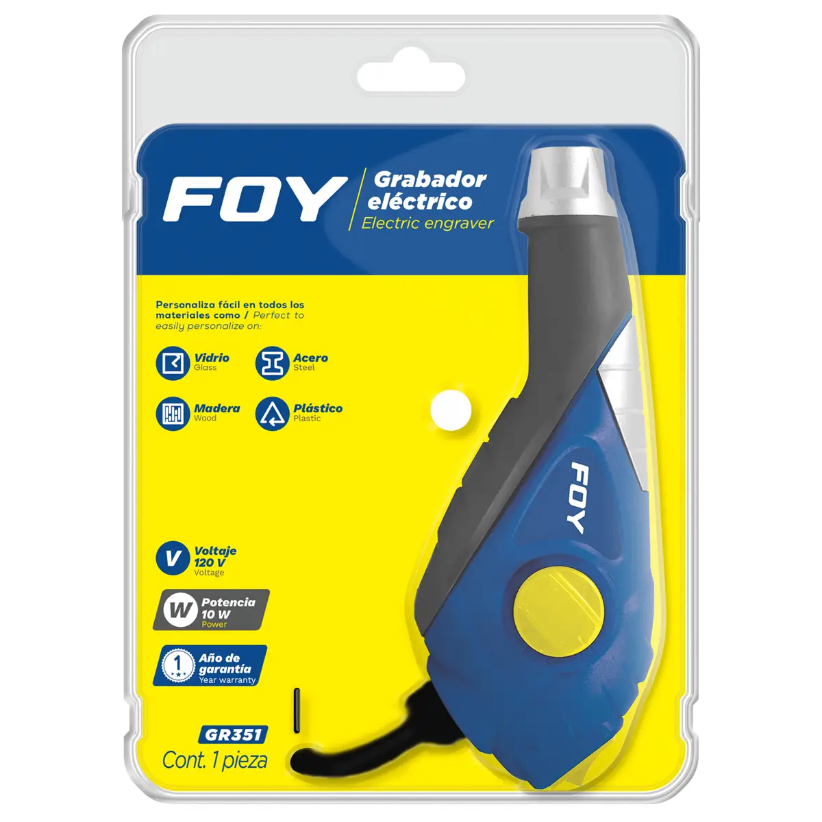 Grabador eléctrico para vidrio, madera, acero y plástico 13 W, 120 V, 6000 GPM