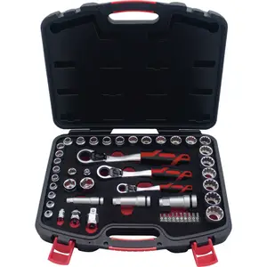 Juego de dados y accesorios cuadro de 1/4", 3/8" y 1/2" Go-Through combinado, 49 piezas