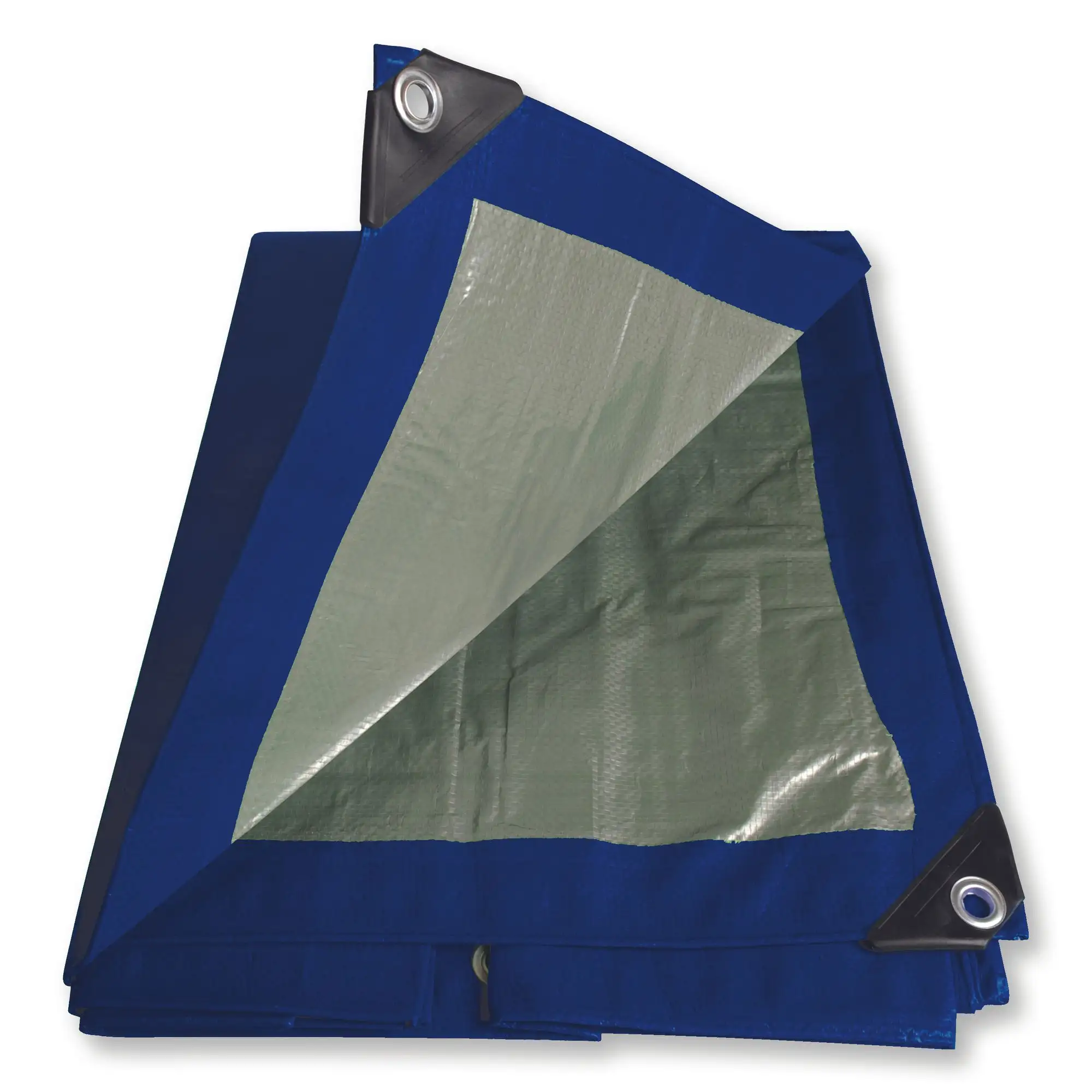 Lona de polietileno color azul con fondo plata, 3.04 x 3.65 m