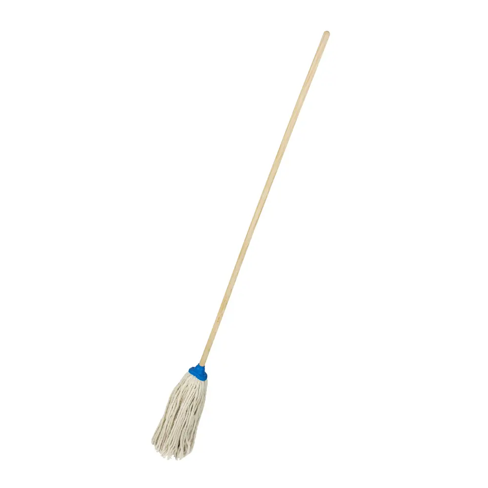 Trapeador de pabilo de algodón con bastón de madera 120 cm, 300 gr
