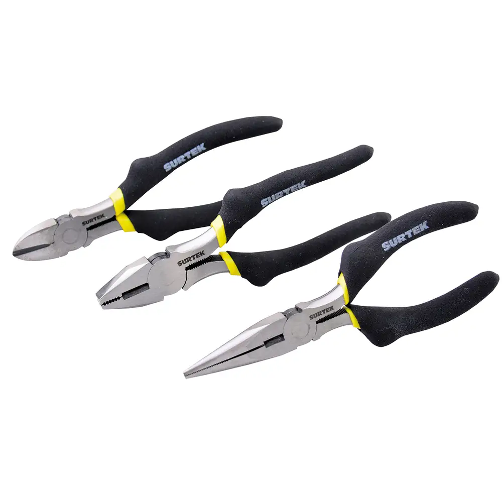 Juego de pinzas para electricista, 3 piezas