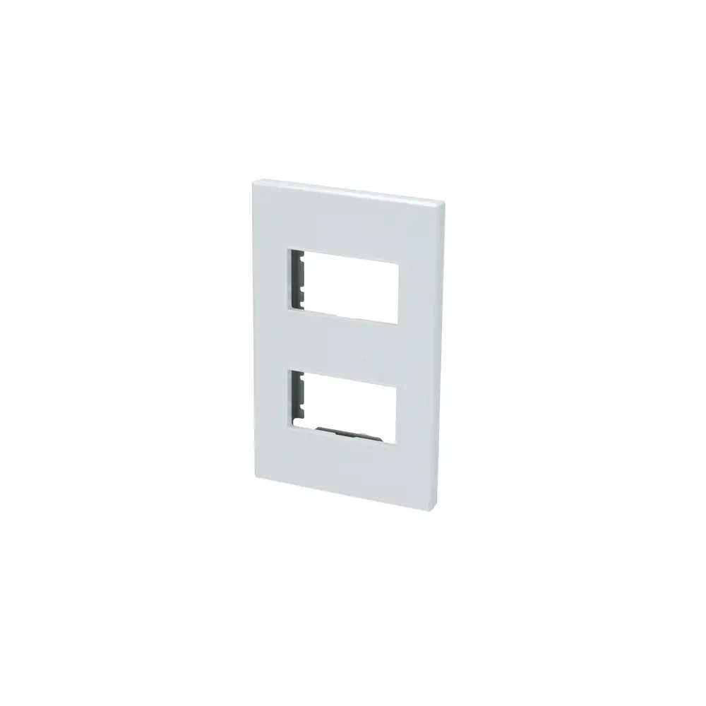 Placa 2 módulos 1/3, línea Premium, color blanco