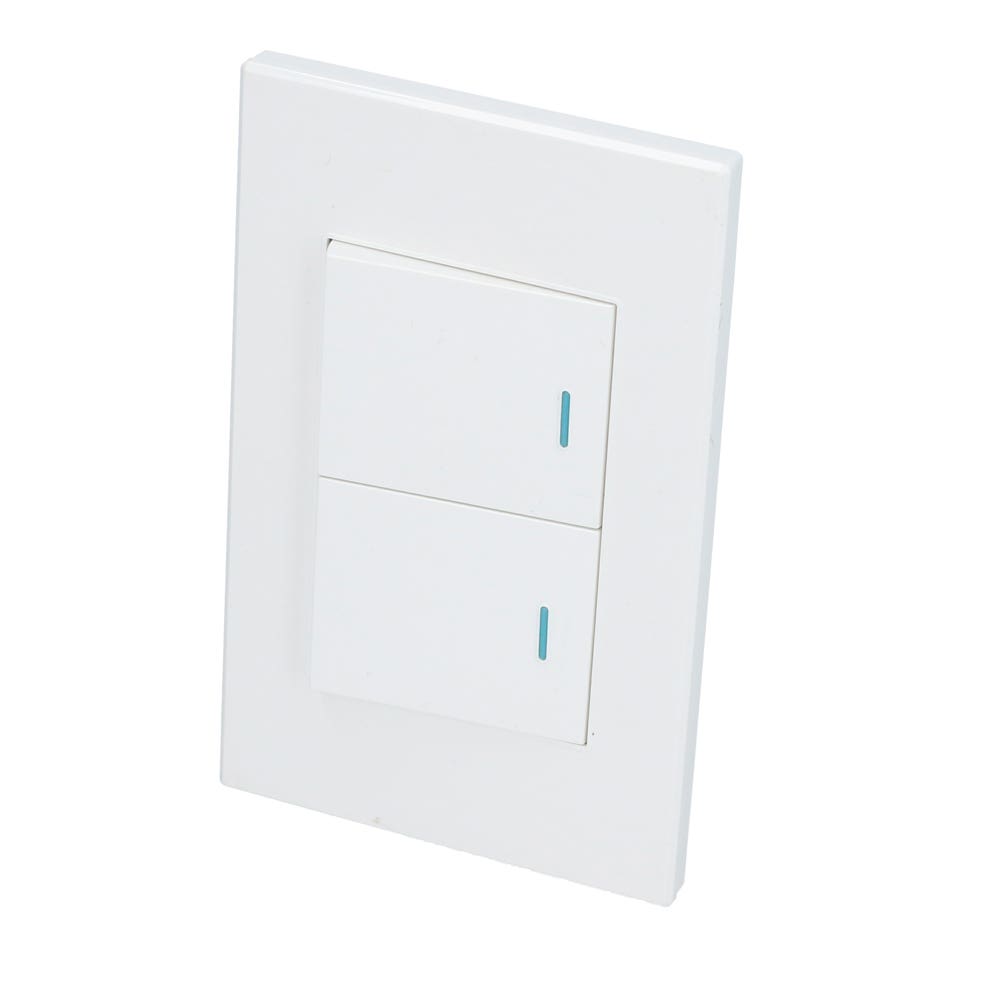 Placa 2 Interruptor 1/2, línea Premium, color blanco