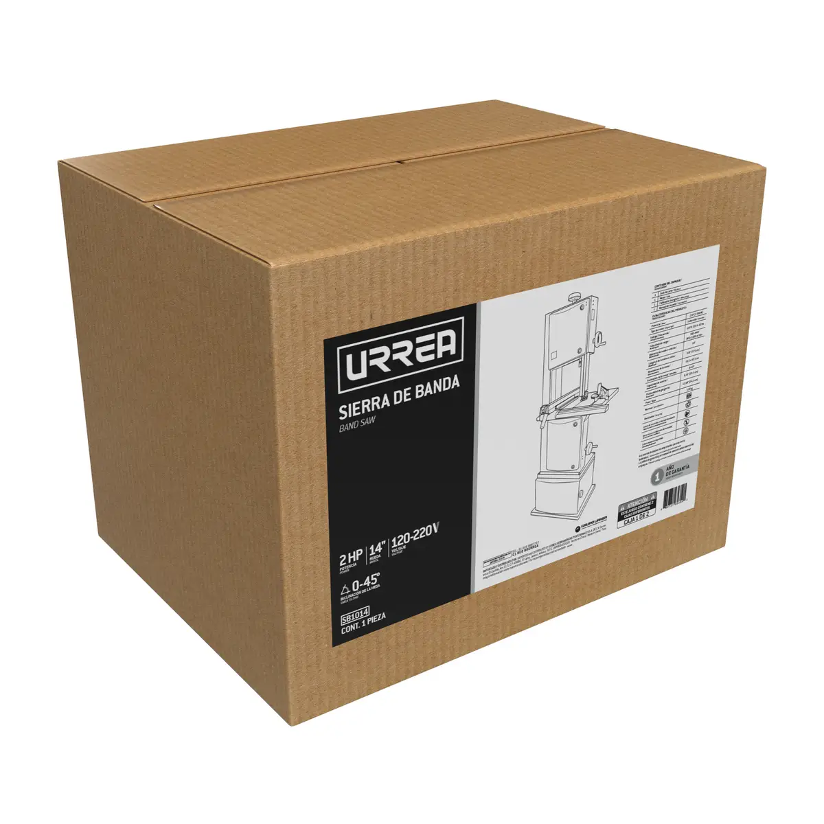Sierra de banda 1 fase 14", 2 HP 1500 W 120/220 V, 360-440/800-1000 M/MIN
