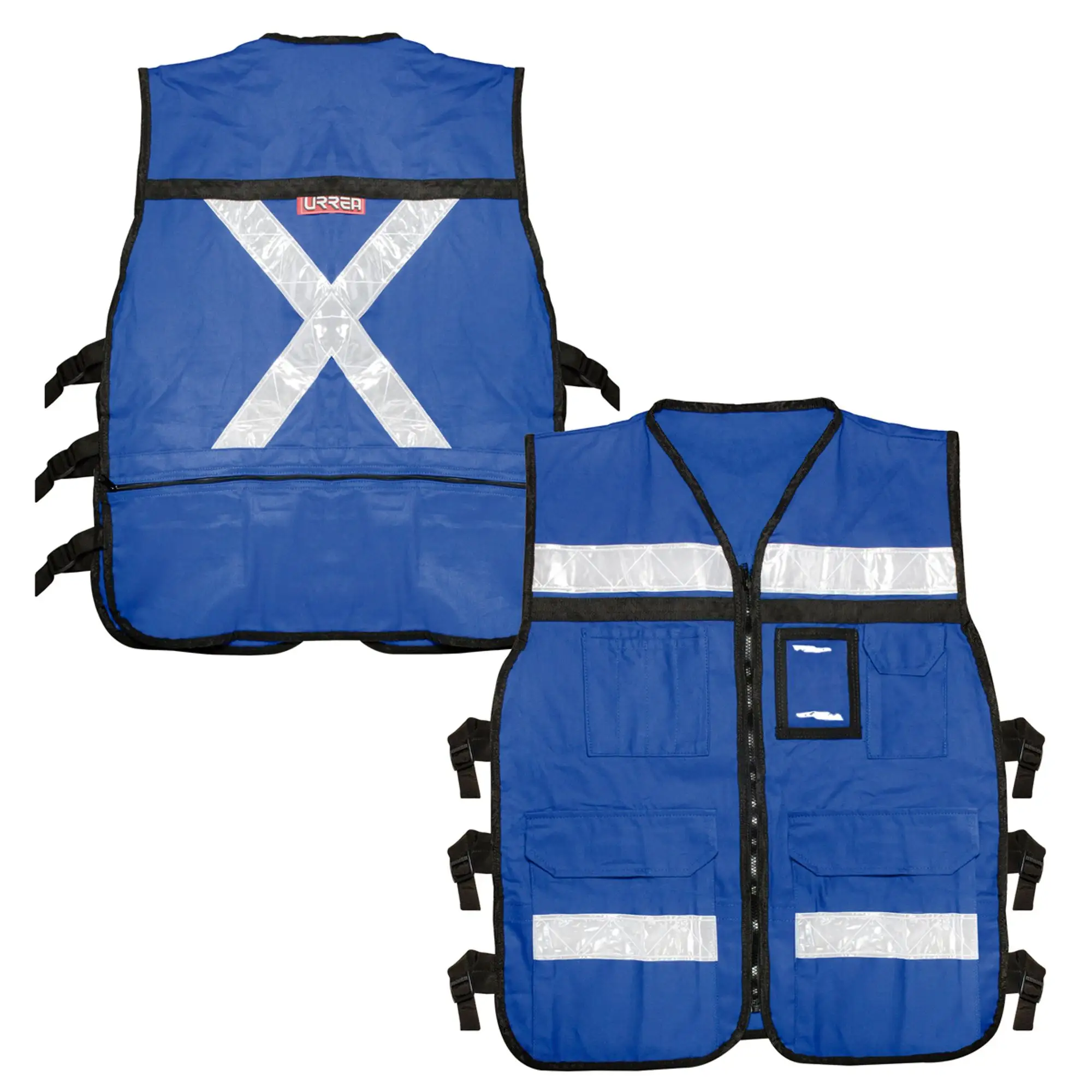 Chaleco de seguridad tipo supervisor cerrado con reflejante azul EG