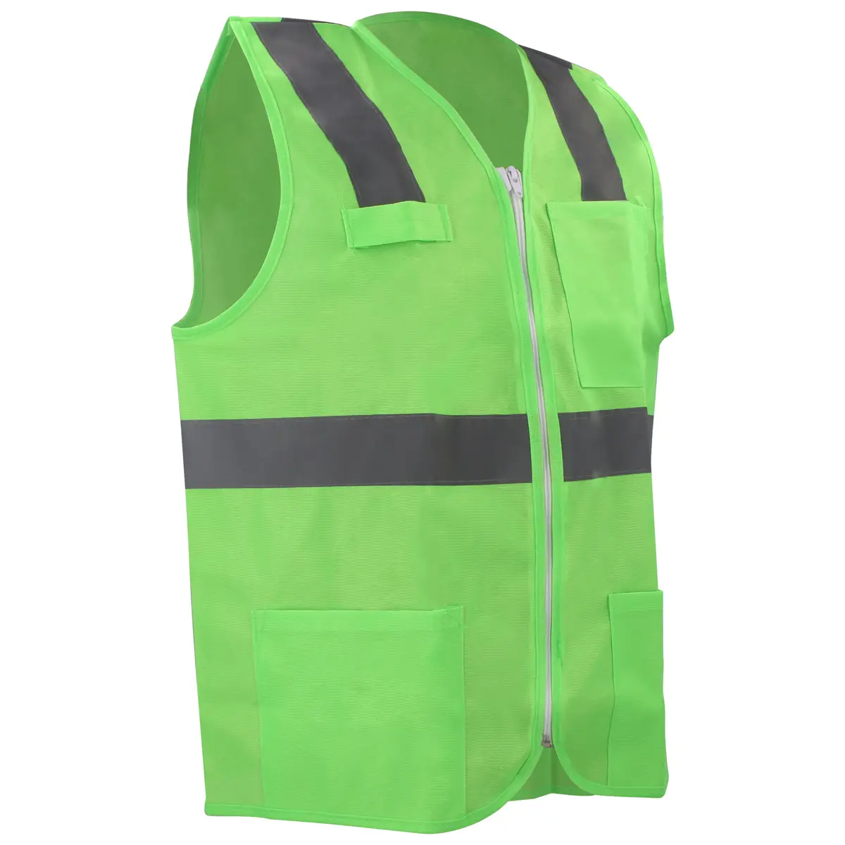 Chaleco de seguridad cerrado de alta visibilidad verde EG