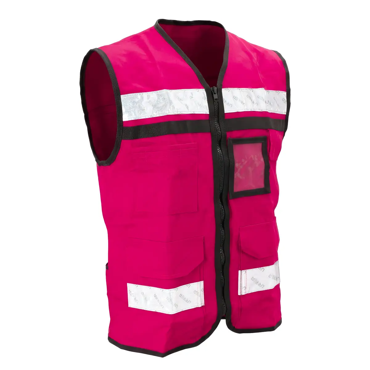 Chaleco de seguridad tipo supervisor cerrado con reflejante rosa M